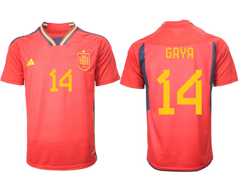 Men 2022 World Cup National Team Spain home aaa version red #14 Soccer Jerseys